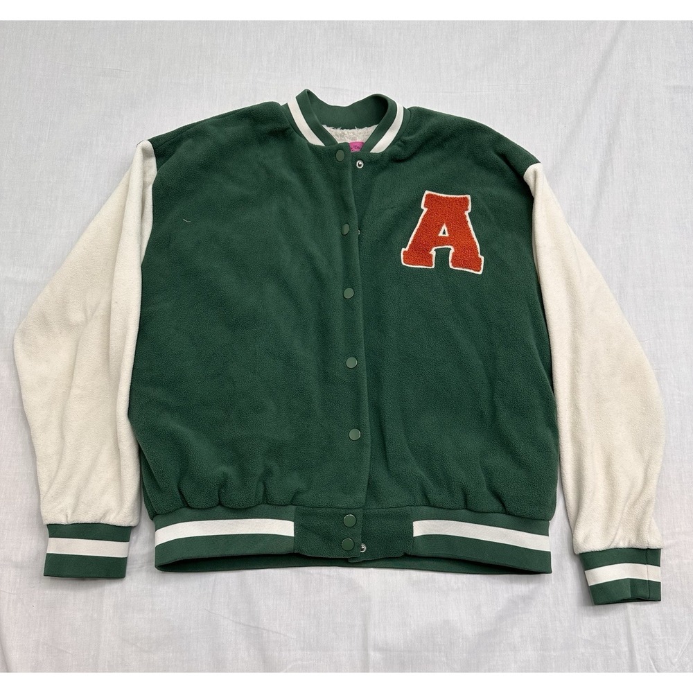 NICOLA BEE JUNIORS SIZE M Varsity Fleece Bomber Jacket Monogram Letter A